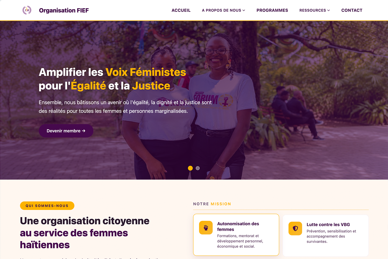 Organisation FIEF – Site Institutionnel